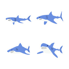 Shark. Sea animal. Marine animal in Scandinavian style.