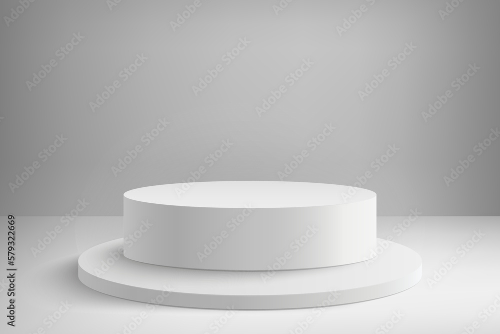 Aufkleber abstract 3d realistic white empty round podiums. minimal scene for product display presentation. awa