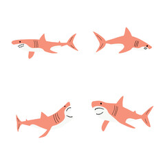 Shark. Sea animal. Marine animal in Scandinavian style.