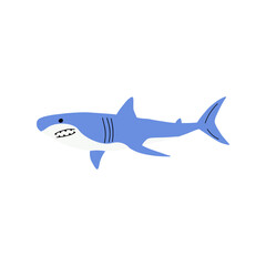 Shark. Sea animal. Marine animal in Scandinavian style.