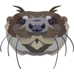 Otter. The face of a wild animal is depicted in vector style. Bright image. Logo, illustration isolated on white background.