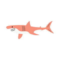 Shark. Sea animal. Marine animal in Scandinavian style.