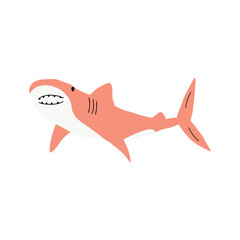 Shark. Sea animal. Marine animal in Scandinavian style.