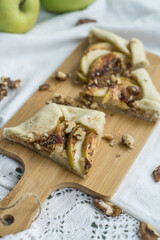 Rustick french apple tarte galette homemade fresh baked close up selcetive focus