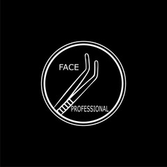 Professional tweezing by brow master for woman icon isolated on black background. 