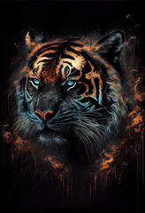 Tiger head print. AI render.