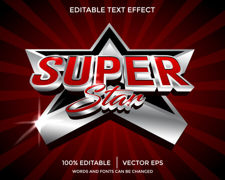 Super star 3d text effect. editable text style effect, suitable for super star theme