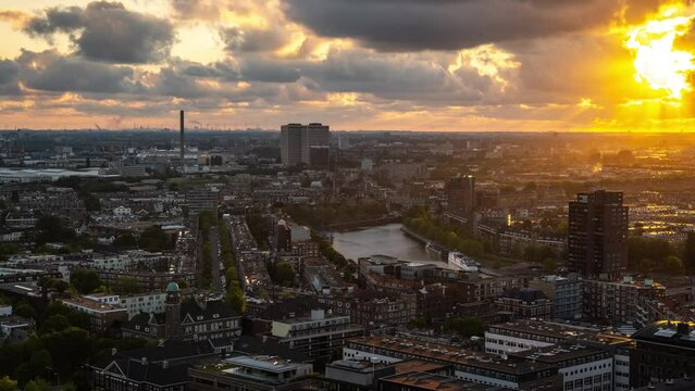 Sunset Rotterdam Delfshaven time lapse