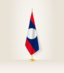 Laos flag on a flag stand.