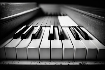 Piano keys in black and white. Generative AI