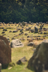 Viking Graveyard at Lindholm Hoje in Denmark. High quality photo