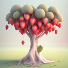 Fototapeta na wymiar Generative AI: fantasy strawberry tree