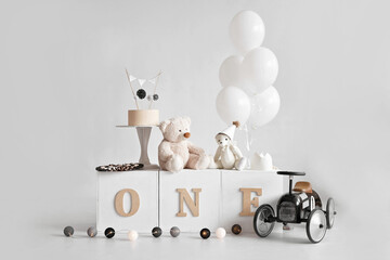 One year party decor. Happy birthday background