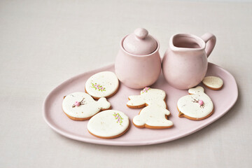 Happy Easter background. Easter gingerbread and decor