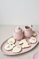 Happy Easter background. Easter gingerbread and decor