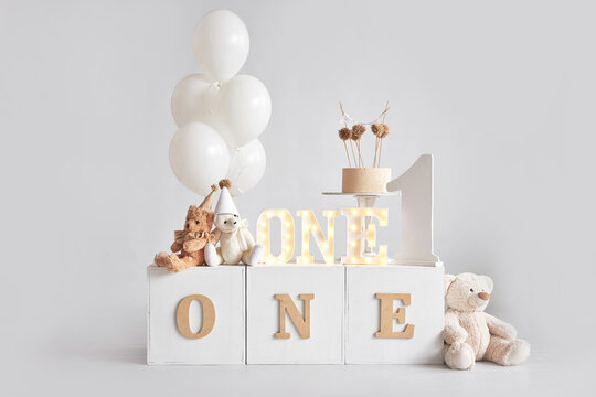 One year party decor. Happy birthday background