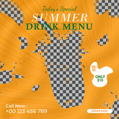Fast food pineapple juice business marketing social media post or web banner template design with abstract background, logo and icon. 