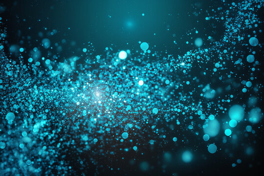 Blue cosmic glitter lights background, Generative AI