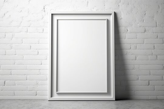 Isolated on a clear background is a photo frame that looks like it is hanging vertically. Wall art frame outline, blank for your own artwork. Picture frame mockup to be hung, empty. Generative AI