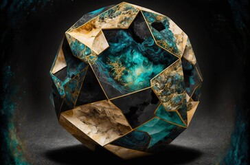 Abstract marble wallpaper golden turquoise and black marble made with Generative AI