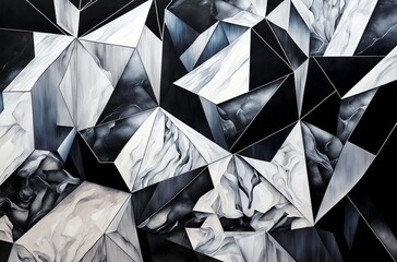 Abstract marble wallpaper silver and black made with Generative AI