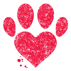 Fototapeta na wymiar Pet track with heart shape
