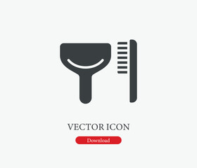 Dustpan vector icon. Editable stroke. Symbol in Line Art Style for Design, Presentation, Website or Mobile Apps Elements, Logo.  Dustpan symbol illustration. Pixel vector graphics - Vector