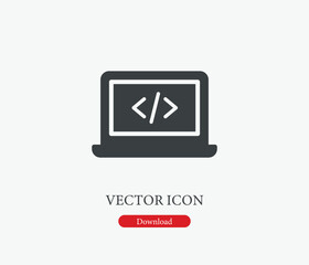 Laptop vector icon. Editable stroke. Symbol in Line Art Style for Design, Presentation, Website or Mobile Apps Elements, Logo.  Laptop symbol illustration. Pixel vector graphics - Vector