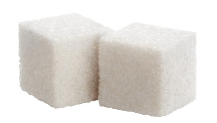 Close-up of two white sugar cubes, cut out