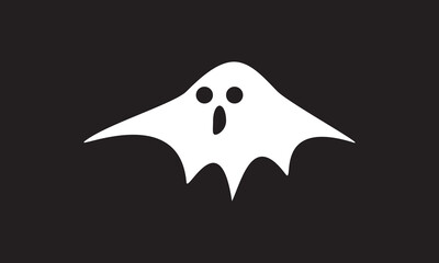 Isolated ghost icon on a Black Background. Ghost icon with cute cartoon spooky, scary,happy and funny faces. Halloween symbol. Vector Design