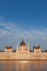 Fototapeta premium View on Budapest Parliament building across the river at daytime