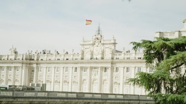 Historic kathedral with spanish flag