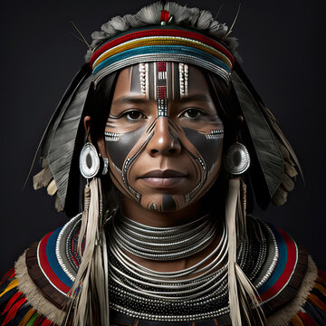 Tribal Girl Portrait-Kayapo People-Generative AI