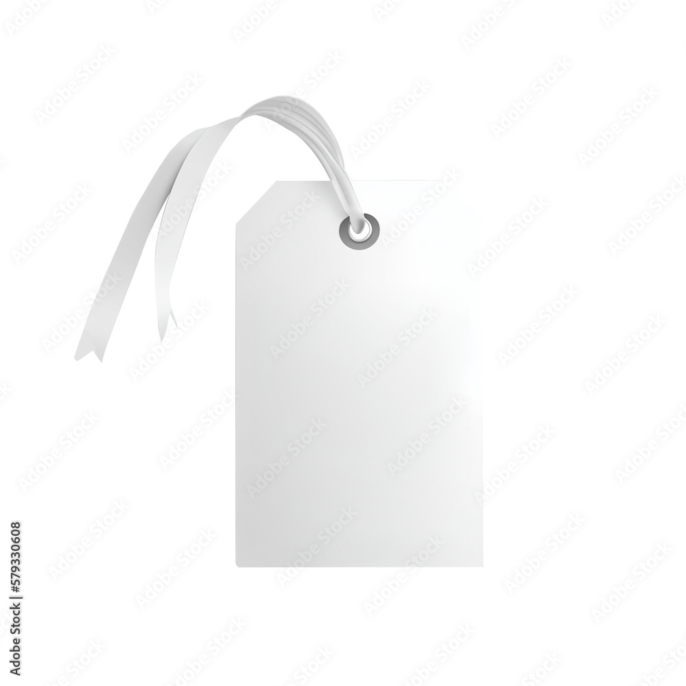 Poster cardboard mockup tag with space for text top view isolated on white background, clipping path. trans