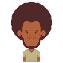 afro man smile face cartoon cute