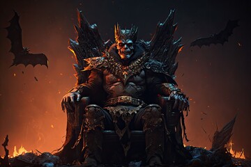 Hell's king of darkness chuckling on his throne, captured in glorious 8K resolution. Generative AI
