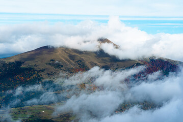 Misty clouds over the mountains