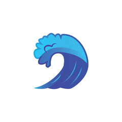 Wave and tide blue icon illustration