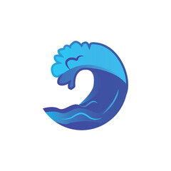 Obraz premium Wave and tide blue icon vector