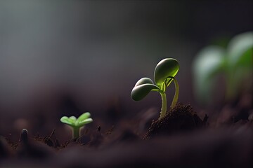 Young Plant Growing In Sunlight. agriculture plant seeding growing step concept in garden and sunlight. Generative Ai