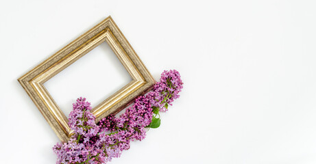 lilac flower and text frame, banner