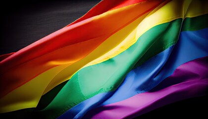 Rainbow flag. illustration. Waving colorful Rainbow flag. Detail of the rainbow flag. Generative Ai
