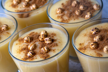 Boza or Bosa, traditional Turkish drink with roasted chickpea