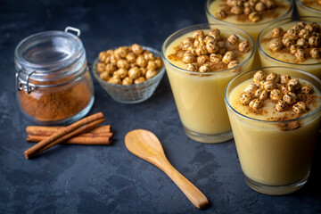 Boza or Bosa, traditional Turkish drink with roasted chickpea