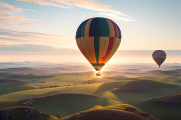 hot air balloon in sunrise