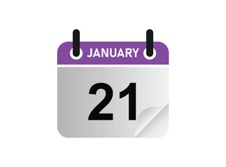 21th January calendar icon. January 21 calendar Date Month. eps 10.