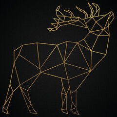 Polygonal geometric Deer with golden effect