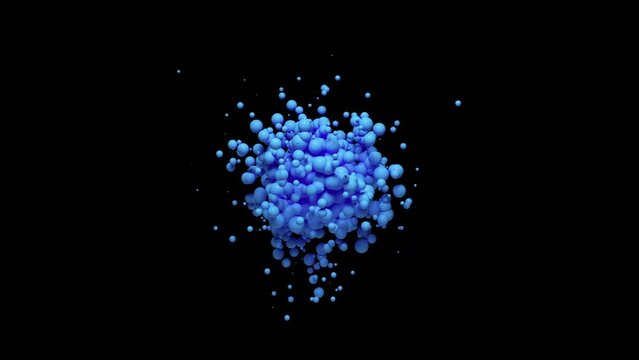 Abstract 3d Spheres. Floating bubbles. 4k Footage. Blue color