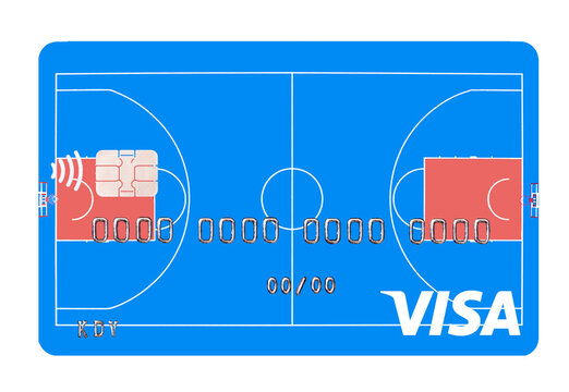 Kyiv, Ukraine -April 10, 2021: Visa card closeup