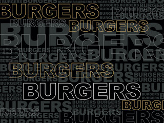 Burger Wall Design, Food Banner, Fast Food Wall Typography. Vector Food Art.